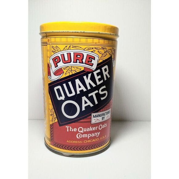 Vintage Quaker Rolled White Oats Tin Canister 1992 Stamp on 1984 Ltd Edition - Picture 3 of 9
